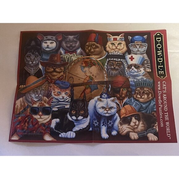 Dowdle Folk Art CATS AROUND THE WORLD PUZZLE~1000 Piece Jigsaw Puzzle - Picture 4 of 4